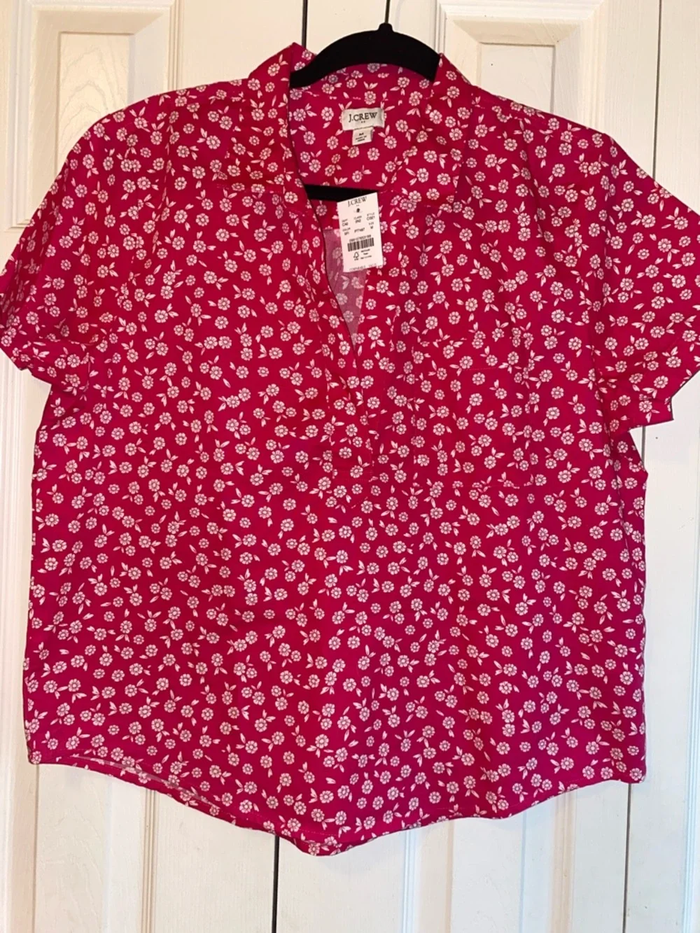 J. Crew Women's Hot Pink Floral Button-Down Top - Picture 1 of 5
